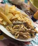 Fideos con salsa blanca 😍