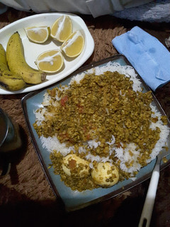 A picture of #theme challengeRice and split green grams with egg.