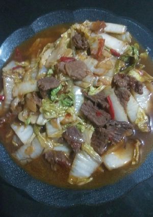 Foto resep Tumis daging sawi putih
