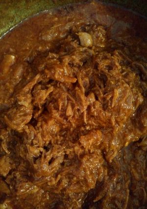 Una foto de Carne con chile colorado