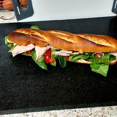 A picture of My Turkey with Salad Crisp Baget. 🥰.