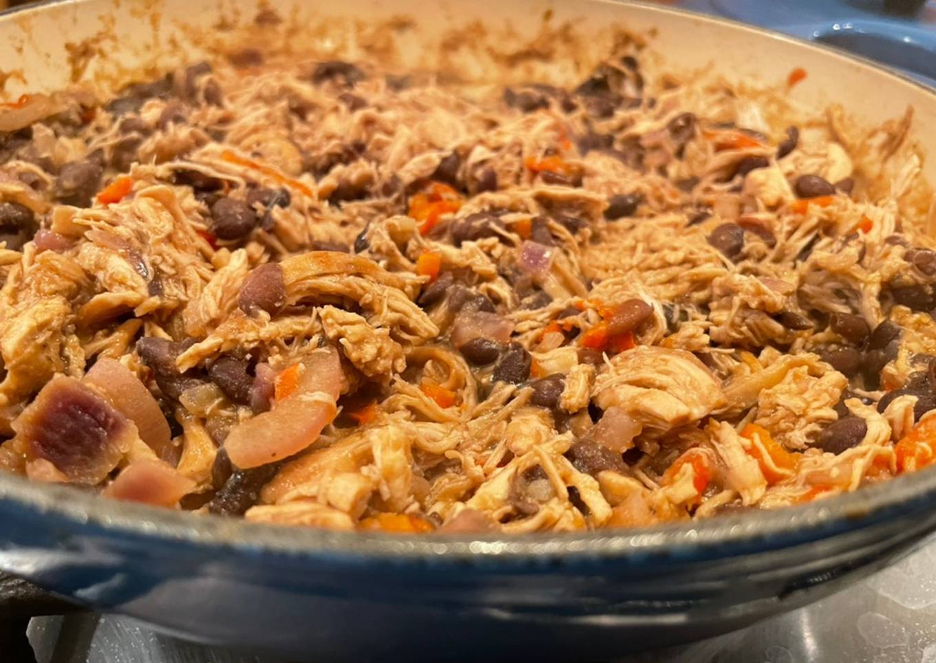 Cowboy Pulled Chicken and Black Bean Hotpot