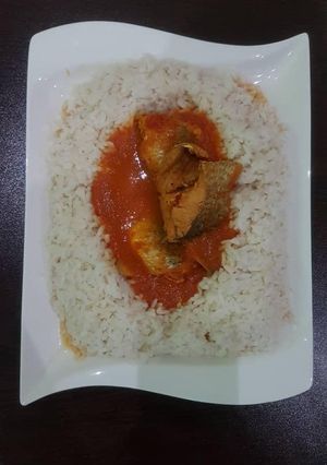 A picture of Rice and stew.