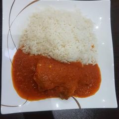 A picture of Rice and stew.