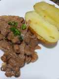 Strogonoff de carne con papa natural apto celíacos