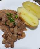 Strogonoff de carne con papa natural apto celíacos