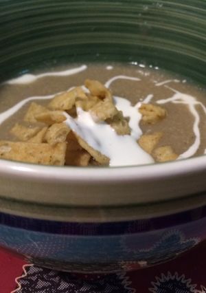 Una foto de Crema vegana de shiikate
