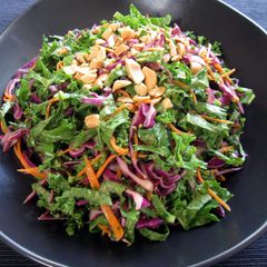 A picture of Kale Salad with Peanut Butter Dressing.