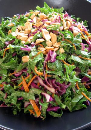 A picture of Kale Salad with Peanut Butter Dressing.