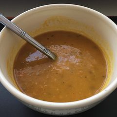 Spicy butternut squash soup A picture of Spicy butternut squash soup.