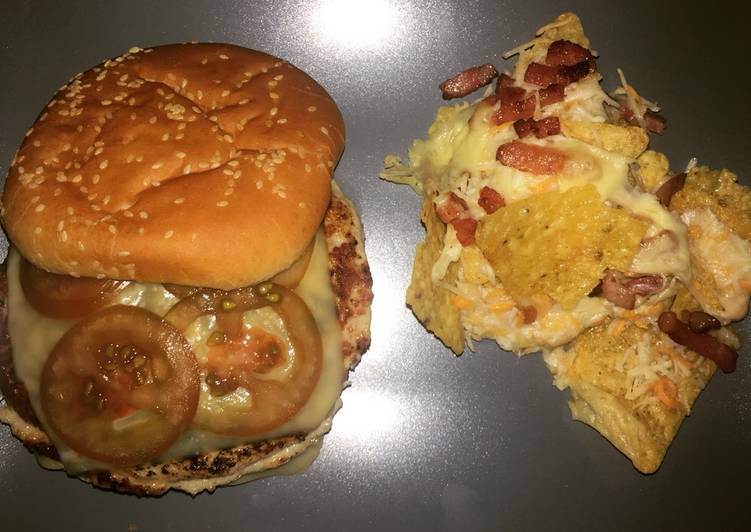 Burger y nachos caseros