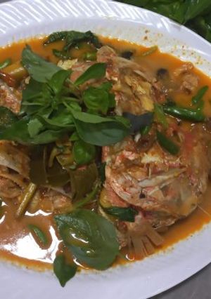 Foto resep Kepala kakap merah kuah pedas asam manis+kemangi