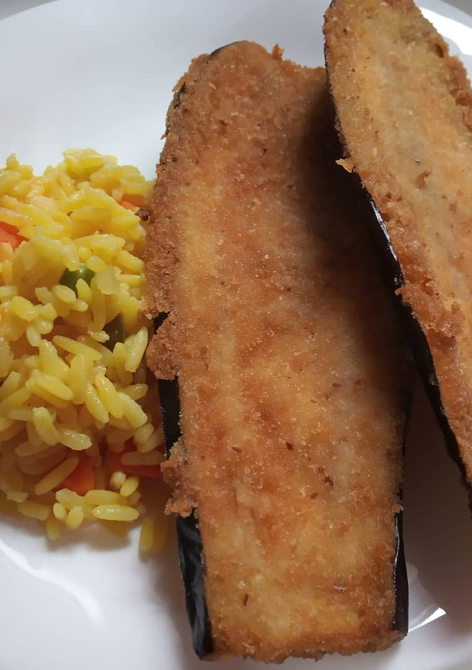 Una foto de Milanesas de berenjena, sin gluten y sin huevo... con aquafaba!