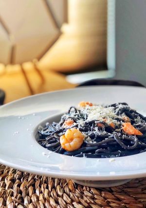 Una foto de Pasta negra en Moulinex iCompanion con técnica One Pot