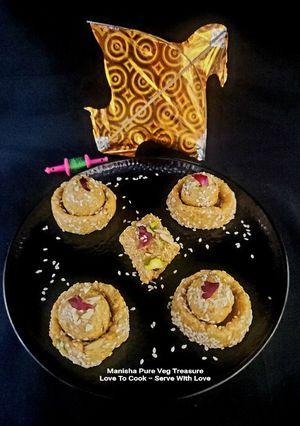 A picture of Til Ladoo In Til Katori - Sesame Ball In Seasame Cup.