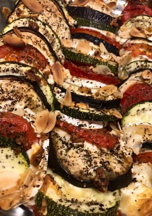 Une photo de Tian de légumes et chèvre