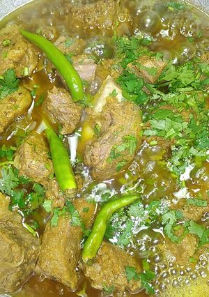 A picture of Muglai beef with gravy.