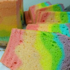 A picture of Rainbow angel food cake.