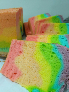 A picture of Rainbow angel food cake.
