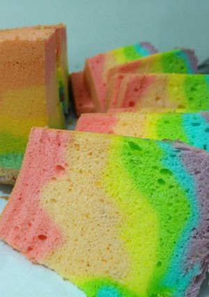 A picture of Rainbow angel food cake.