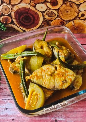 Foto resep Asam Pedas Tenggiri Terong Asam dan Okra
