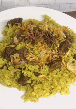 Foto resep Nasi kebuli sapi - rice cooker