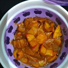 A picture of Star fruit /Kamarahk/ Cambola /Karmanga khati mithi Pickle.