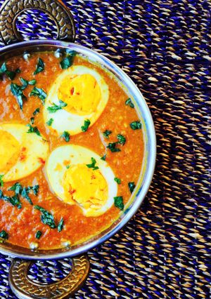 A picture of Kolhapuri Egg Curry.
