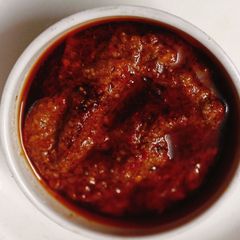 A picture of Homemade Schezwan Sauce.
