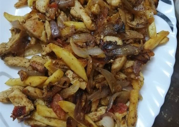 شاورما الدجاج والبطاطس السريعة 😋