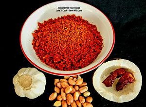 A picture of Vada Pav Special Spicy Skinny Garlic Dry Chutney - Authentic Taste of Mumbai Maharashtra.