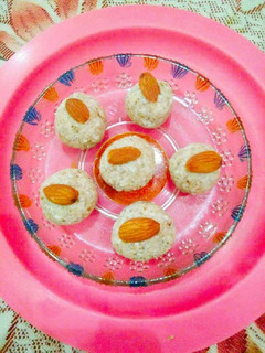 A picture of Home made Milk paneer dry fruit laddu.
