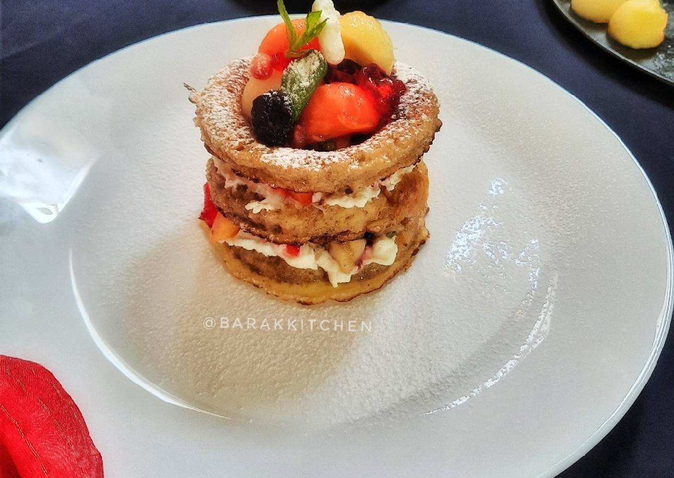 Buttermilk French Toast stuffed with fresh fruit salad