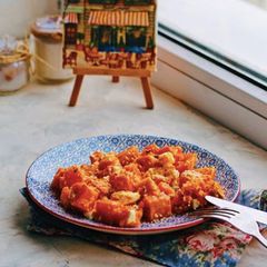 A picture of Roasted pumpkin with feta cheese.