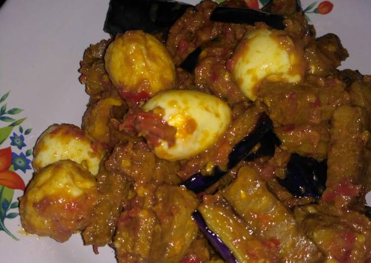 Balado terong,tempe telur puyuh