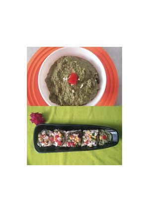 A picture of Basil Pesto and Bruschetta.