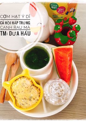 Hình của món Cá hồi hấp trứng.