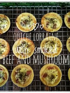 Foto resep Quiche loraine (smoked beef,sausage and mushroom)