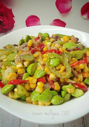 Foto resep Tumis ikan asin peda jagung manis pete super pedas 😤