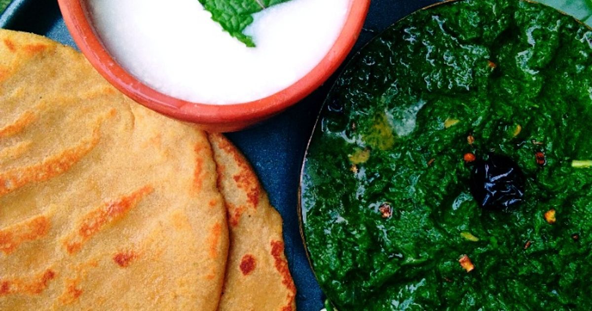 Sarson Ka Saag, Makai Ki Roti Or Namkeen Lassi Recipe by HiBa Imran ...