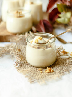 Una foto de Panna cotta de leche de cereales
