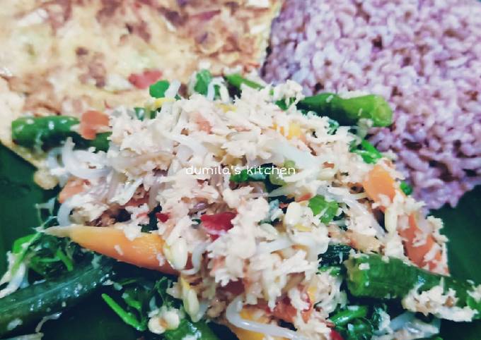 58. Urap Sayuran dan Telur dadar bumbu Pedas