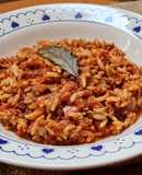 Soja texturizada orgánica con arroz parboil en salsa de tomate simple 🍅 🍚 🌾