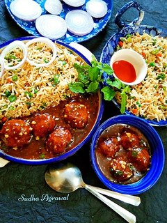 वेज़ मंचूरियन विथ फ्राइड राइस (veg manchurian with fried rice recipe in Hindi) रेसिपी मुख्य फोटो