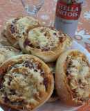 Pizza arrollada con carne