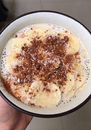 รูปของ Overnight oat นมถั่วเหลืองกล้วย