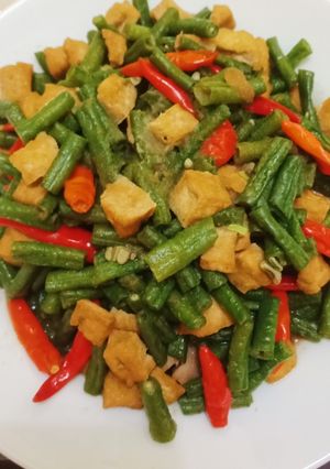 Foto resep Oseng kacang panjang tahu/tempe