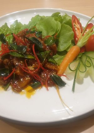 รูปของ หมูสามชั้นผัดพริกเกลือ Stir-Fried Pork Belly with Chil