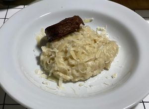 Foto de Risoto de queijos com alho poró com medalhão de filé mignon