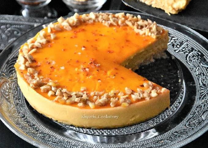 No bake Spicy Walnut Mango Cheese Cake Recipe